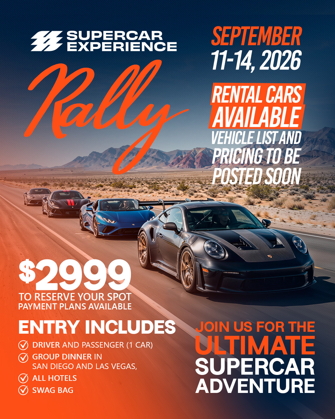 2026 Supercar Experience Fall Rally flyer